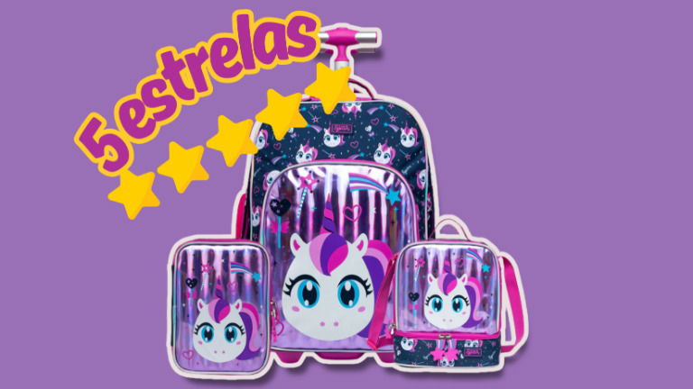 53% OFF e muita fofura: kit de mochila, lancheira e estojo com o melhor desconto