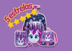 53% OFF e muita fofura: kit de mochila, lancheira e estojo com o melhor desconto