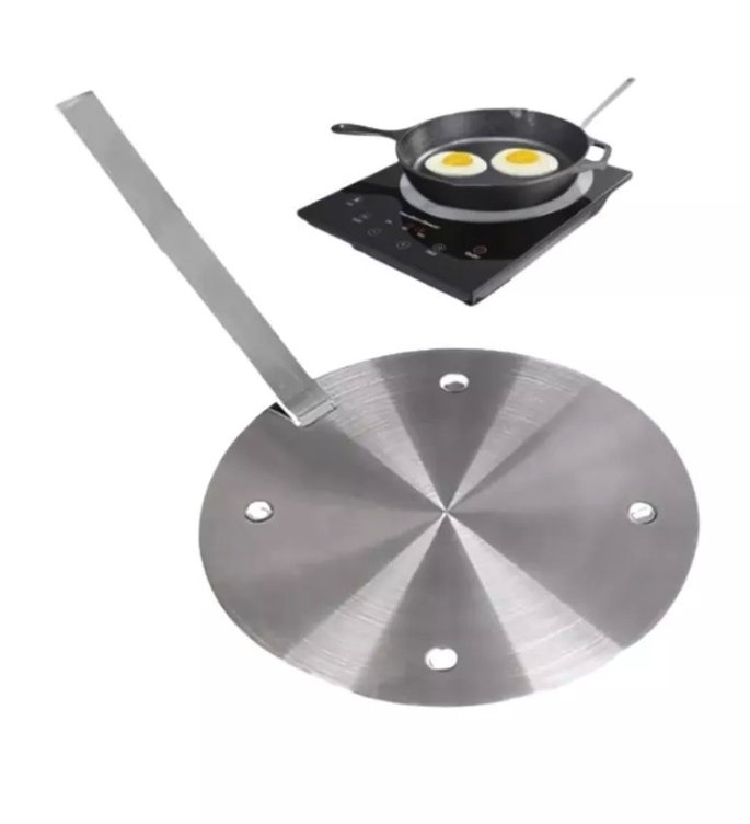 Adaptador de Panelas para Fog&atilde;o de Indu&ccedil;&atilde;o 24cm Disco Inox Placa Difusora T&eacute;rmica Cozinha