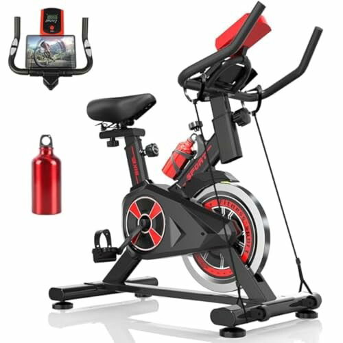 Bike Ergom&eacute;trica Spinning Premium Preto com Vermelho