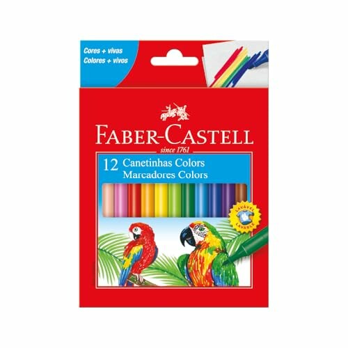 Canetinha com 12 Cores Estojo Cart&atilde;o Faber-Castell