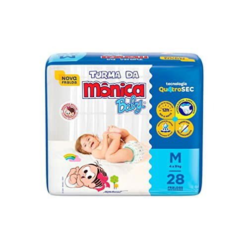 Fralda Turma da M&ocirc;nica Baby Jumbo M 28 Unidades