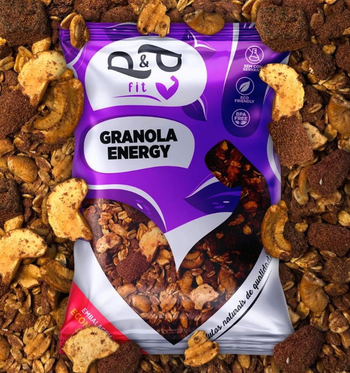 Granola Gourmet P&P Energy 1kg Sem Açúcar com Açaí Guaraná Castanha e Banana