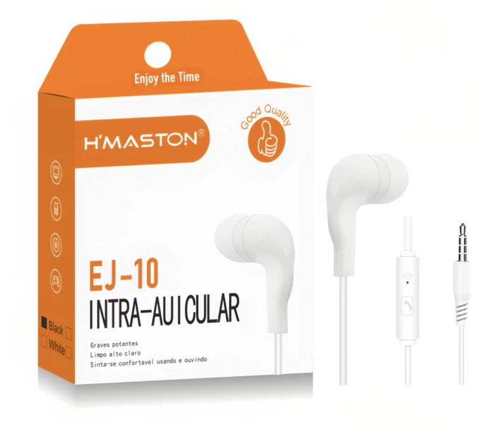 Hmaston EJ-39 Fones de Ouvido com Fio 3.5mm branco