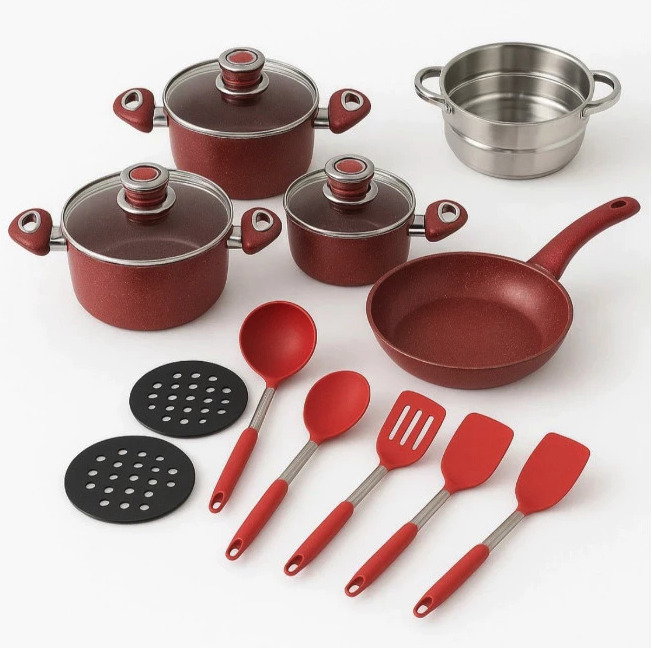 Jogo De Panelas Antiaderente 18 Pe&ccedil;as C/ Termostato Quartzo Cer&acirc;mica Indu&ccedil;&atilde;o Revestimento Cer&acirc;mico