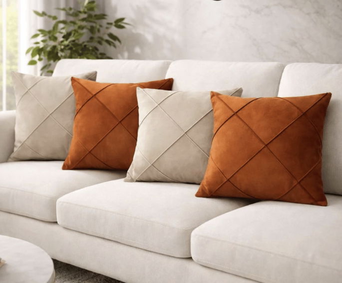 Kit 04 Almofadas Cheias em Suede Drapeada