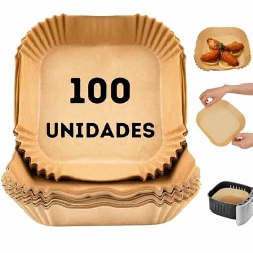 Kit 100 formas descart&aacute;veis 20cm para AirFryer