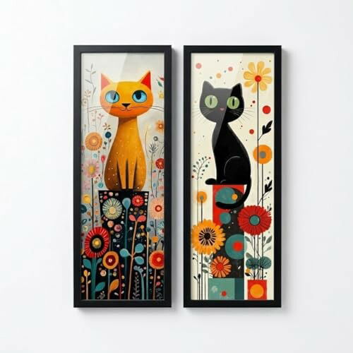 Kit 2 quadros 18x45 cm preto