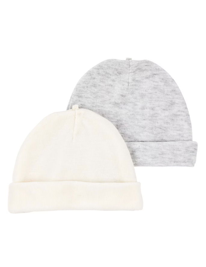 Kit touca beb&ecirc; 2 pe&ccedil;as com dobra multicor | Carter's