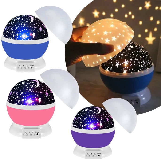 Luminária Projetor Abajur Infantil Estrelado lua Estrela 360º Galaxy Star Master Projetor De Estrela
