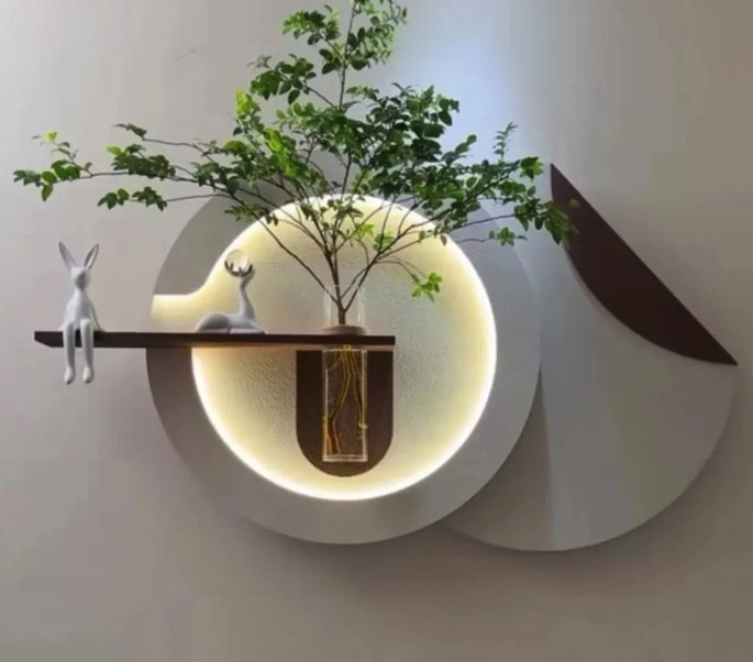 Quadro decorativo ilumina&ccedil;&atilde;o Led Lotus Decor Q8 sala hall quarto