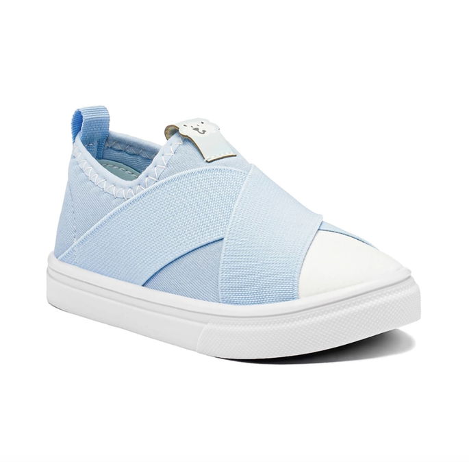 Tenis Infantil Masculino e Feminino Unissex Casual Slip On azul claro com branco
