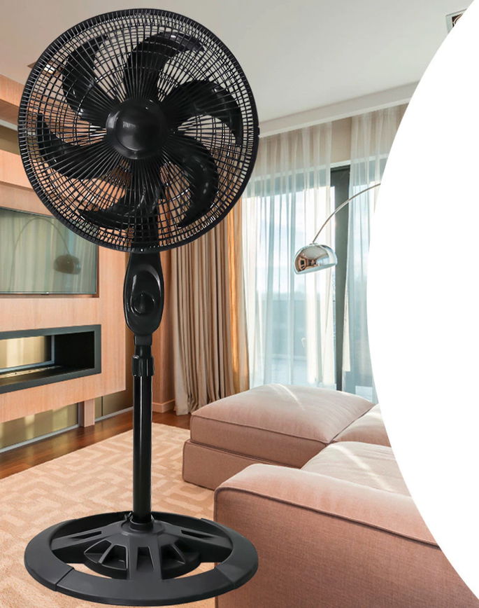 Ventilador De Coluna De Ch&atilde;o Turbo Vento Forte 3 Velocidades preto